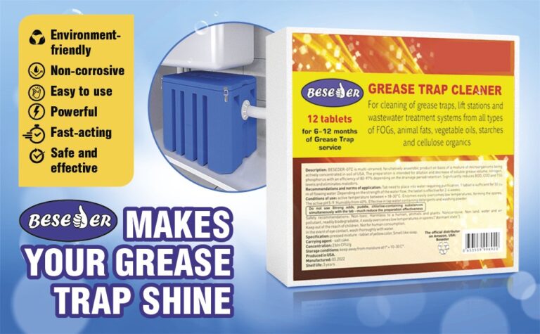 Using Beseder Grease Trap Cleaner tablets is economical and environmentally friendly.